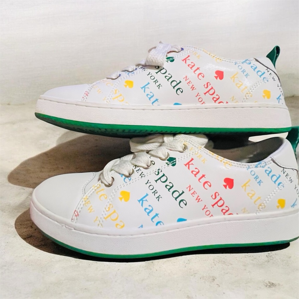 Kate Spade Nixie White and Multicolor Logo Sneakers Size 7 - Picture 3 of 6